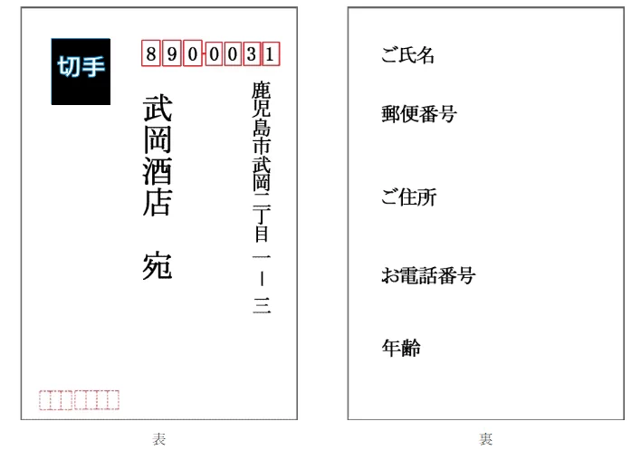 武岡酒店への村尾のハガキ申込の記入方法